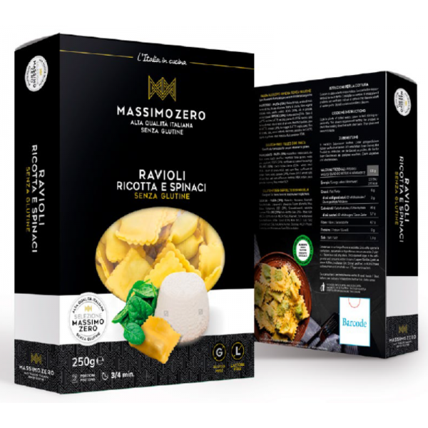 MASSIMO ZERO RAVIOLI RICOTTA E SPINACI 250G