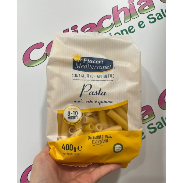 PIACERI MEDITERRANEI RIGATONI MAIS,RISO E QUINOA 400G