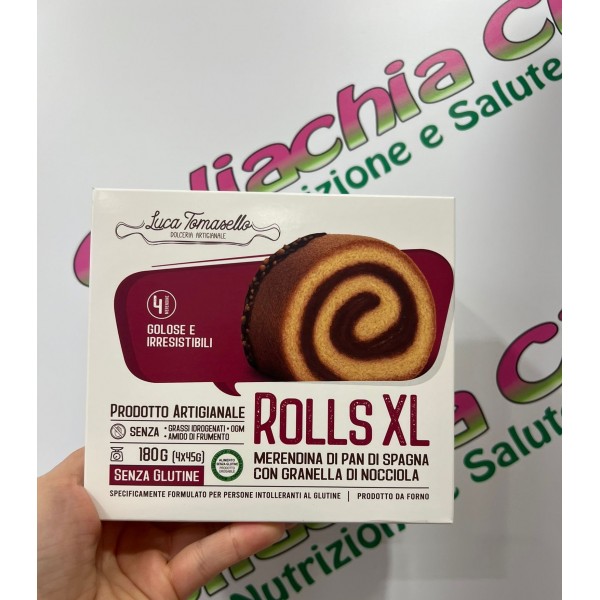 LUCA TOMASELLO PRODOTTI ARTIGIANALI ROLLS XL CON GRANELLA DI NOCCIOLE 4X45G